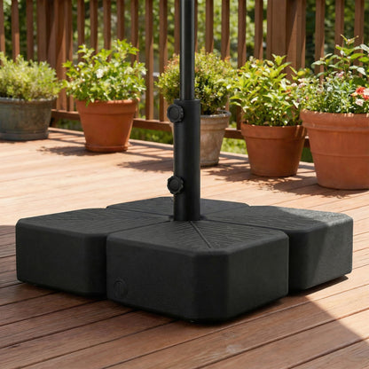 Patio Umbrella Base with Wheels & Brake Heavy Duty Outdoor Umbrella Stand Holder for for 1.5"/1.9" Poles Black