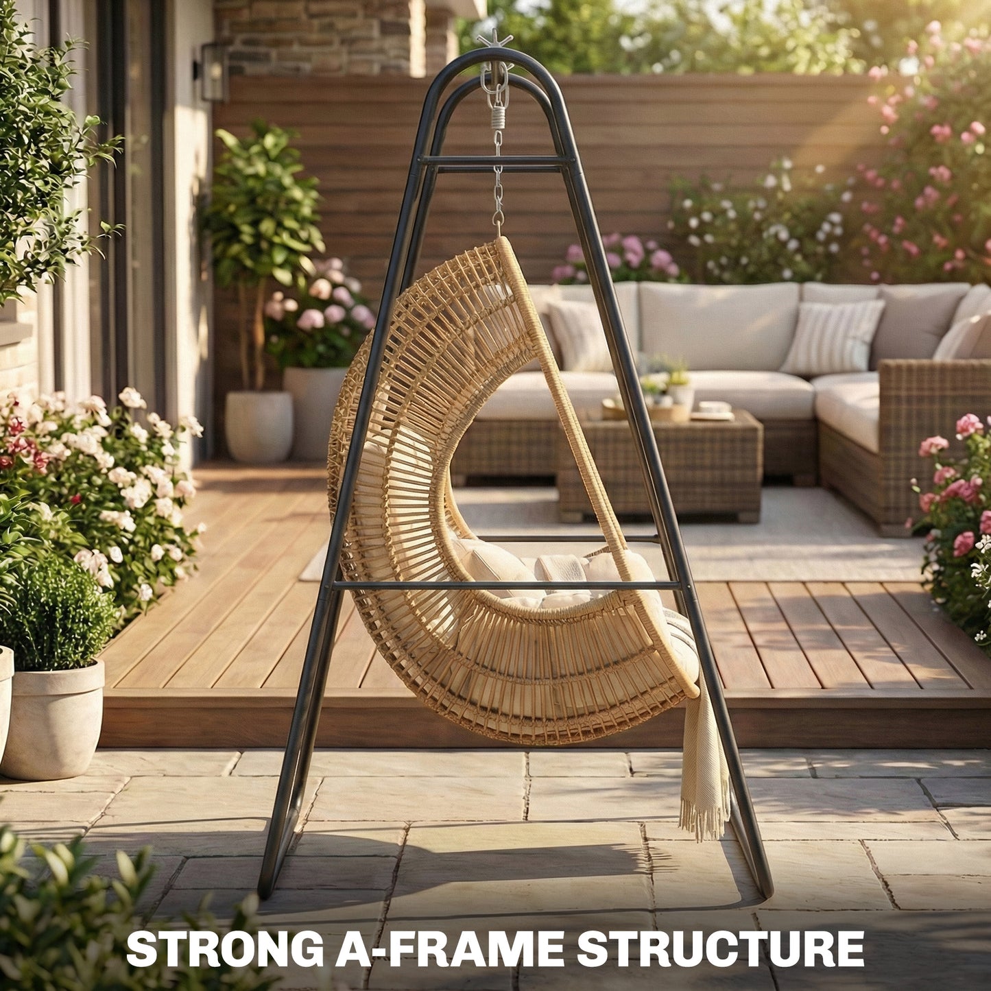 Hanging Hammock Stand Only Heavy Duty Steel A-Frame for Hanging Hammock, Max Load 330 LBS, Black