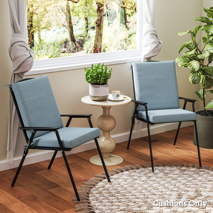 Outdoor Cushions Set of 2 for Dining Chairs, Seat Cushions with Back, Fade-Resistant Yarn-Dyed Polyester, Light Grey