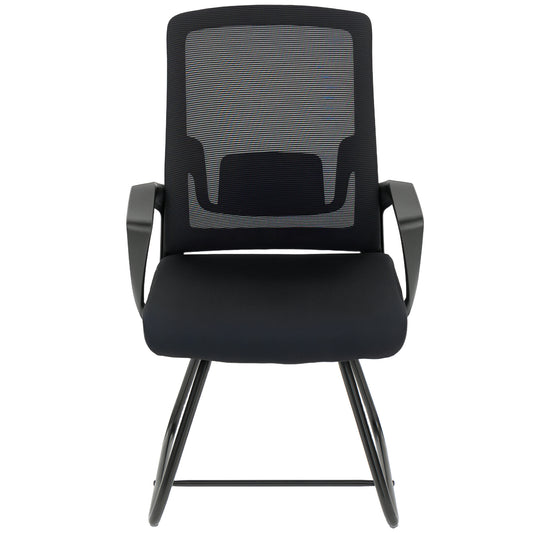Desk Chair, Desk Chair No Wheels with Mesh Back, Lumbar Support, Metal Base for Reception, Conference