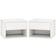 Floating Nightstand Set of 2, Wall Mounted Bedside Table with Drawer for Bedroom, White