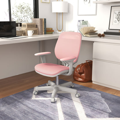 Office Chair, Small Computer Desk Chair with Mesh Back, Swivel Castors, Arm, Pink