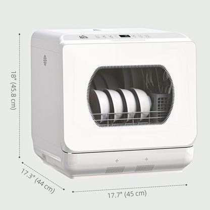 Portable Dishwasher, Counter Dishwasher with 4 Place Settings, 5 Washing Programs, Air-Dry Function, 6L Water Tank