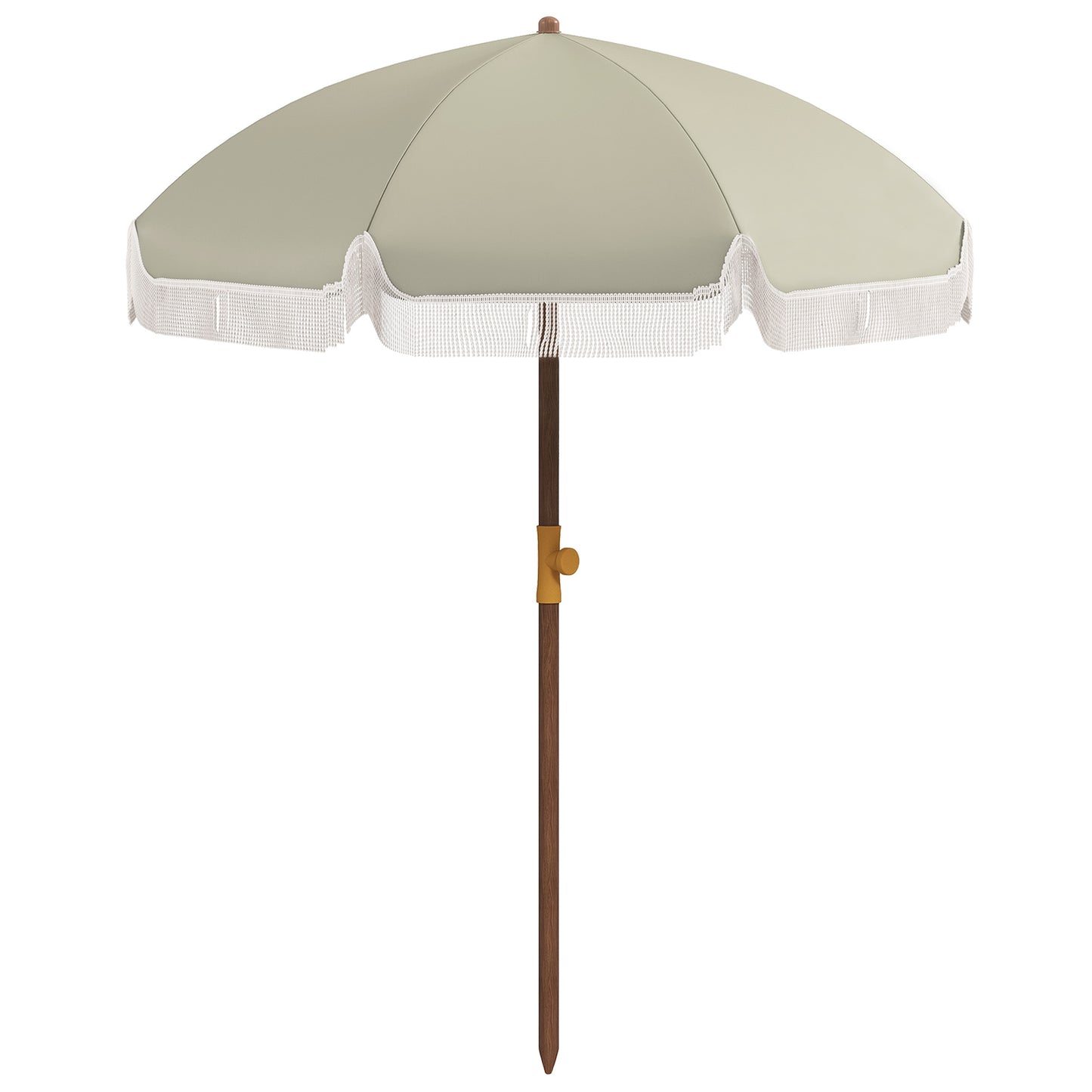 6.2' Beach Umbrella for Travel, Vent, Ruffles, Carry Bag, Portable Outdoor Umbrella for Garden, Light Green