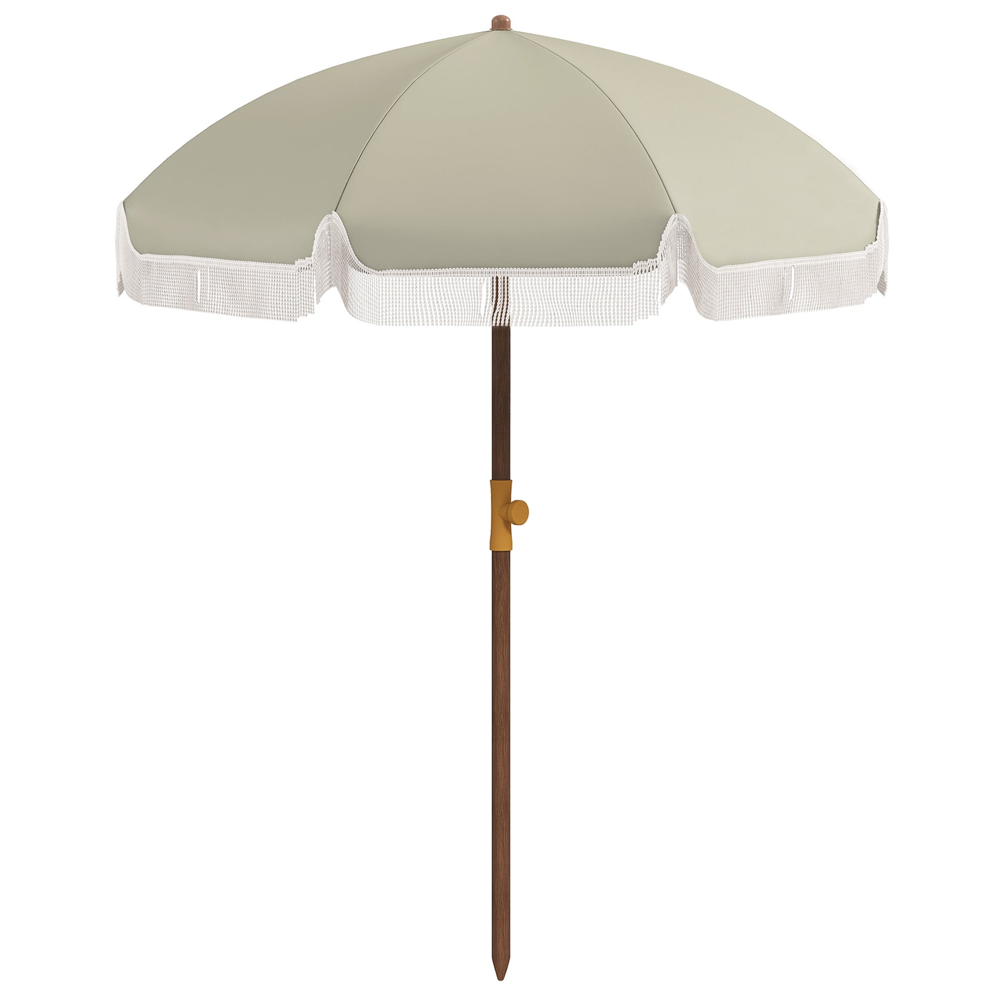 6.2' Beach Umbrella for Travel, Vent, Ruffles, Carry Bag, Portable Outdoor Umbrella for Garden, Light Green