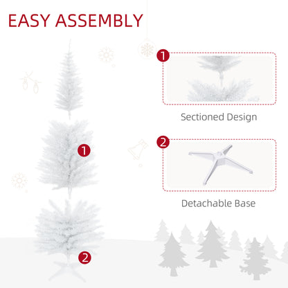 6 FT Christmas Tree Classic Tree Holiday Indoor Decoration, with Stable Plastic Base, White