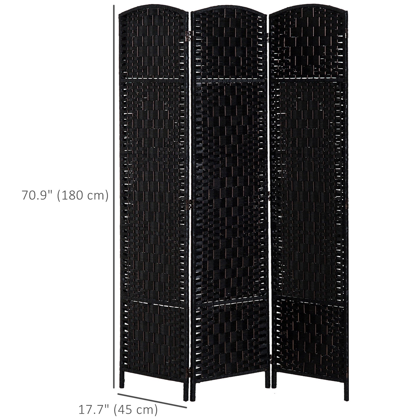 6ft Folding Room Divider, 3 Panel Wall Partition with Wooden Frame for Bedroom, Home Office, Black