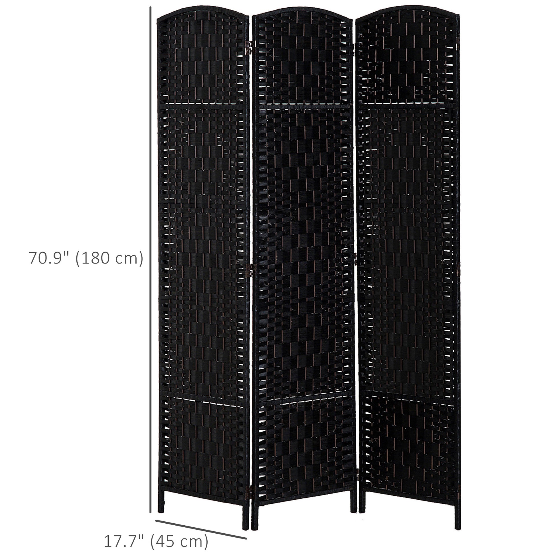 6ft Folding Room Divider, 3 Panel Wall Partition with Wooden Frame for Bedroom, Home Office, Black