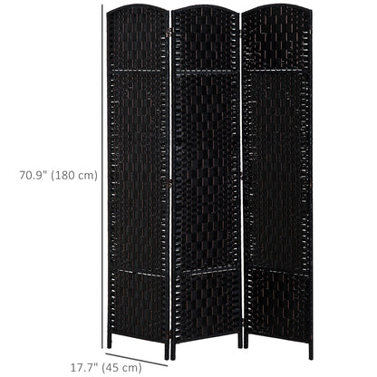 6ft Folding Room Divider, 3 Panel Wall Partition with Wooden Frame for Bedroom, Home Office, Black