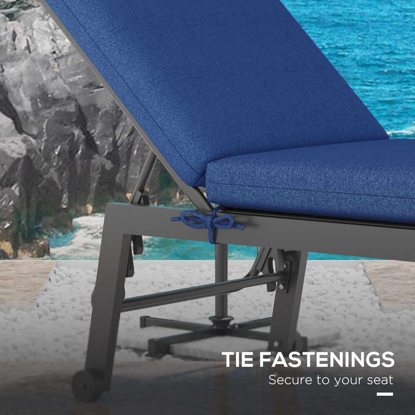2-Piece Back and Seat Cushion Pillows Replacement, Patio Chair Cushions Set with Ties for Indoor Outdoor, Blue