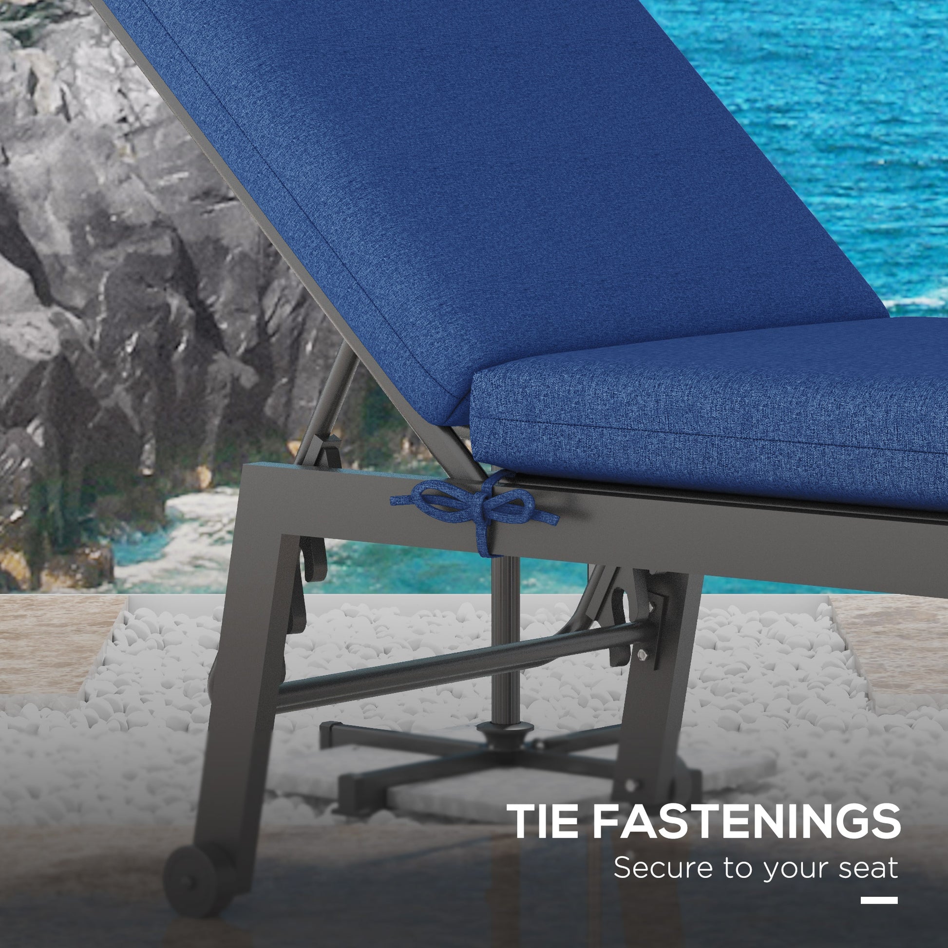 2-Piece Back and Seat Cushion Pillows Replacement, Patio Chair Cushions Set with Ties for Indoor Outdoor, Blue