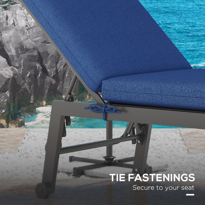 2-Piece Back and Seat Cushion Pillows Replacement, Patio Chair Cushions Set with Ties for Indoor Outdoor, Blue