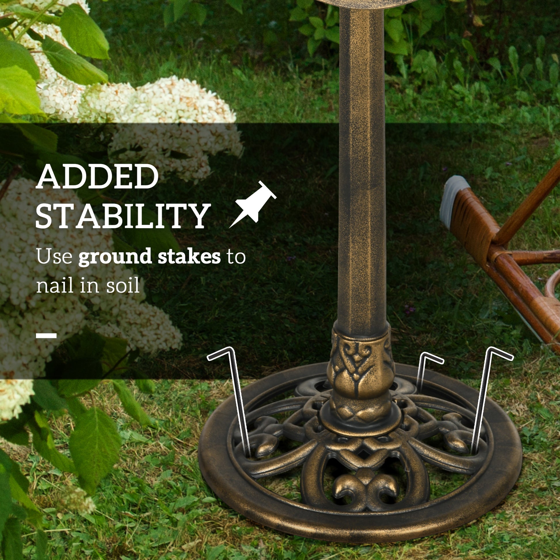 Bird Bath for Outdoors, 28" Height Birdbath with Lotus Leaf Basin, Bird Feeder with Stand for Garden, Yard, Bronze