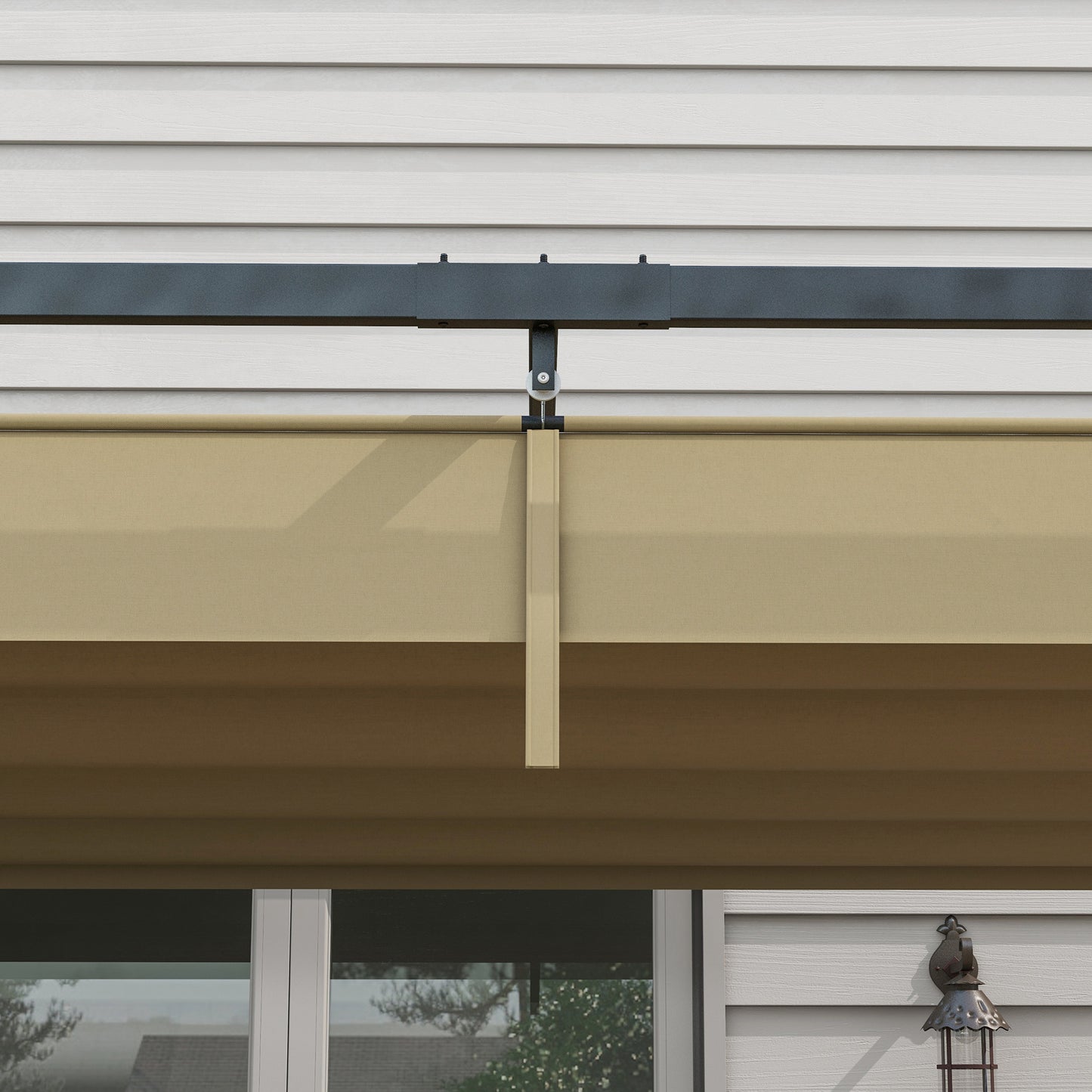 10' x 7' Patio Pergola with Retractable Canopy, Outdoor Sun Shelter, Yard Shade, Khaki
