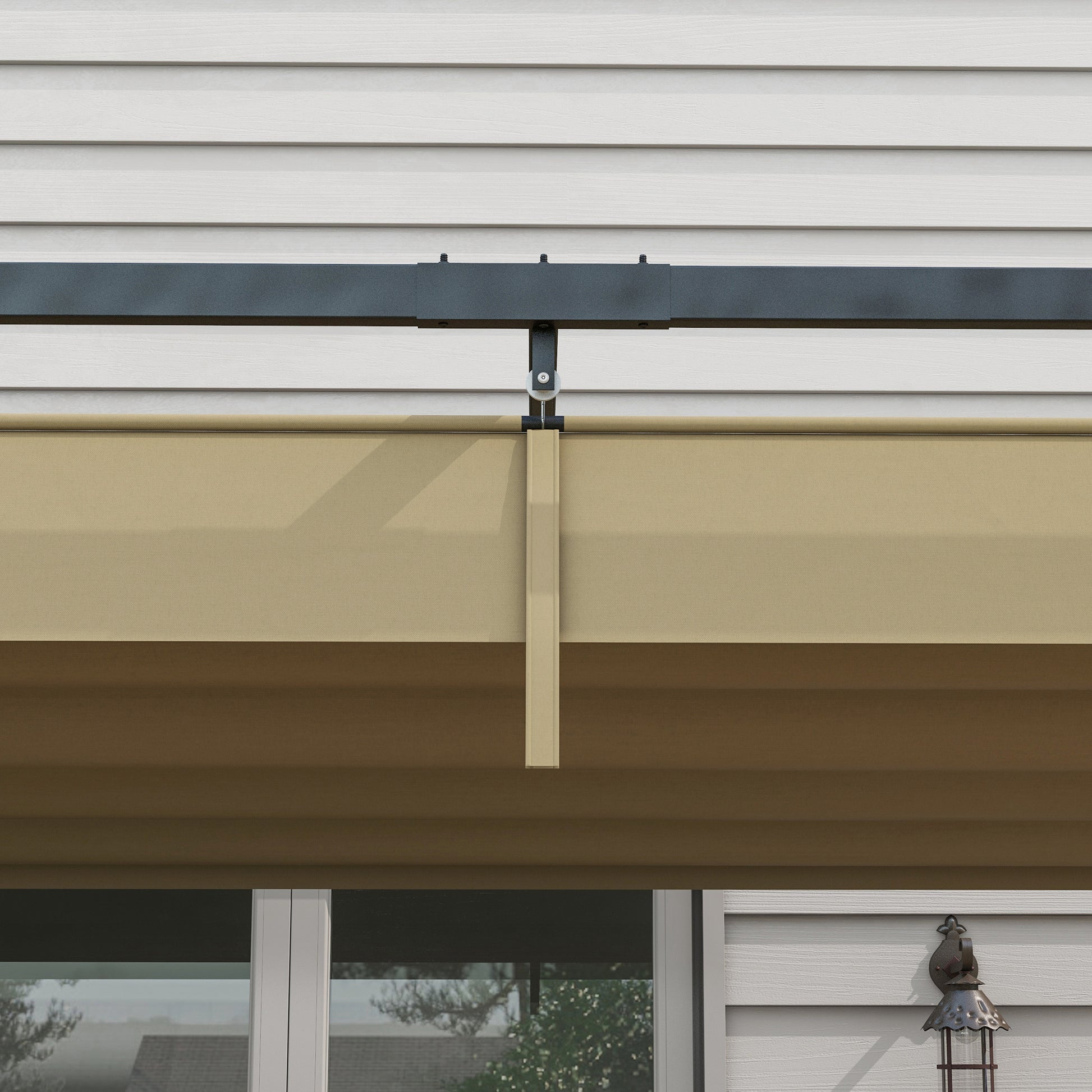10' x 7' Patio Pergola with Retractable Canopy, Outdoor Sun Shelter, Yard Shade, Khaki