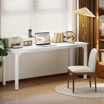71" Computer Desk, Desktop Desk with Metal Legs, White