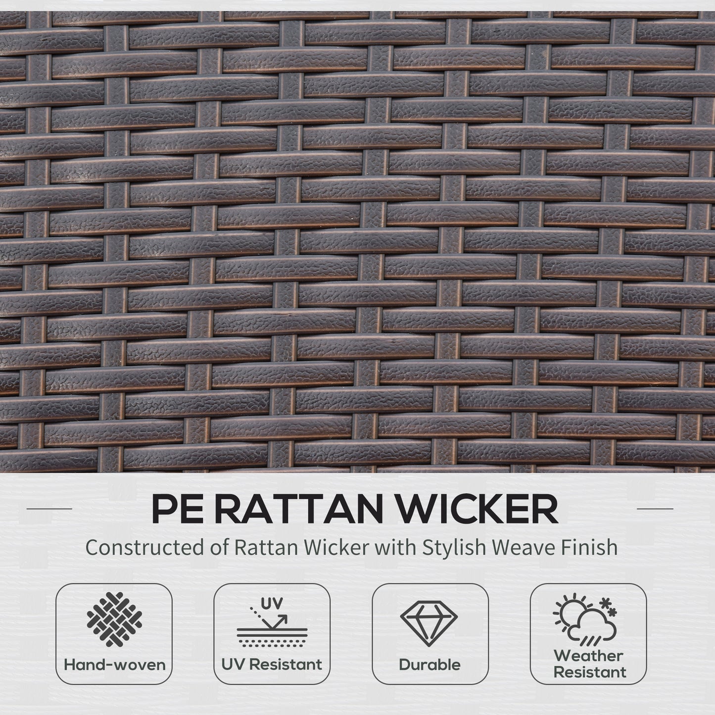 4 PCS Patio PE Rattan Wicker Chair Set Outdoor Conversation Furniture w/ Two Tier Tea Table & Cushions, Red