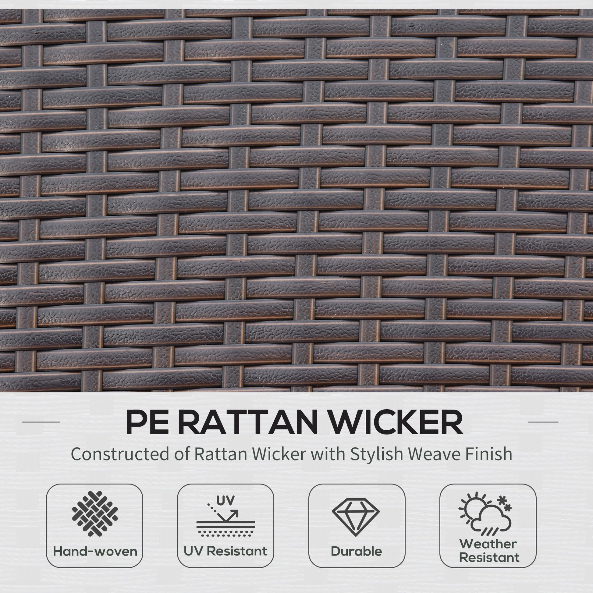 4 PCS Patio PE Rattan Wicker Chair Set Outdoor Conversation Furniture w/ Two Tier Tea Table & Cushions, Red