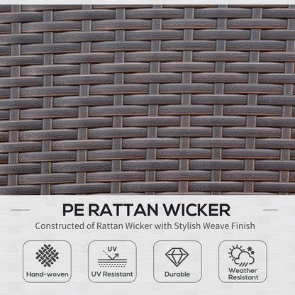 4 PCS Patio PE Rattan Wicker Chair Set Outdoor Conversation Furniture w/ Two Tier Tea Table & Cushions, Red
