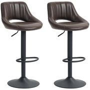 Swivel Bar Stools Set of 2, Faux Leather Upholstered Counter Height Barstools with Round Metal Base