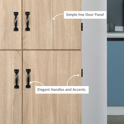 70" 4-Door Storage Cabinet, Freestanding Pantry Cabinet with Adjustable Shelves for Living Room, Natural