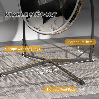 Hammock Chair Stand, Heavy Duty Steel Hanging Chair Stand for Swing Chair, Egg Chair Stand with Cup Holder, Black
