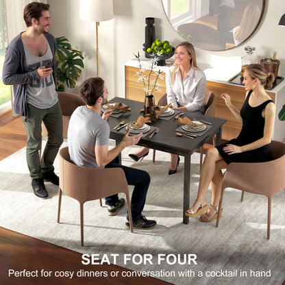 47" x 30" Dining Table, Farmhouse Dining Room Table with Pine Wood Frame, Space Saving Kitchen Table, Black