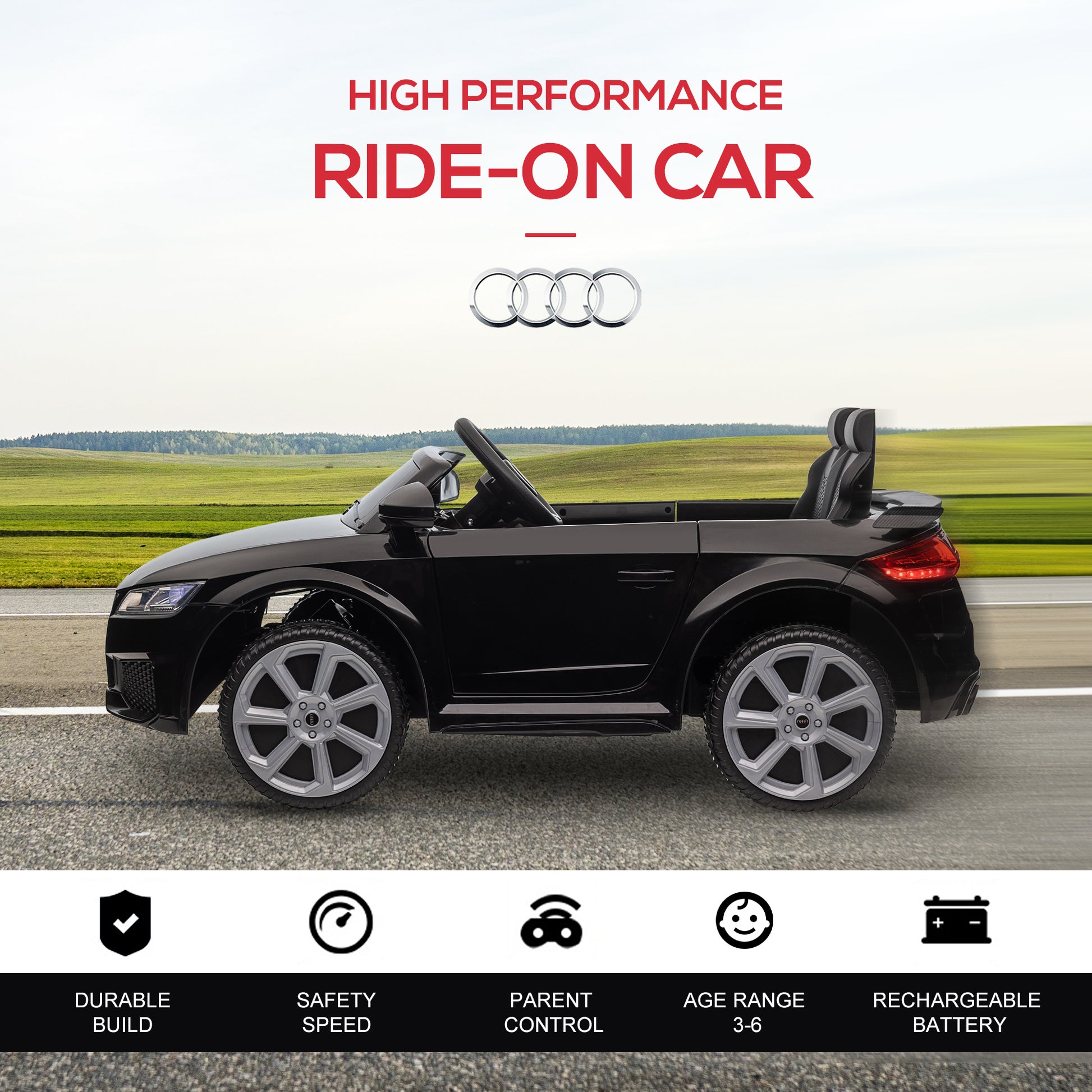 Aosom Officially Licensed Kids Ride-On Car 6V Battery Powered Vehicle Perfect Gift For Kids with Remote Control, Suspension Wheel, Adjustable Speed, Black