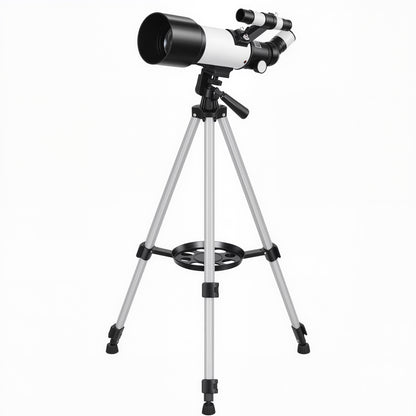 Telescope for Adults, 70 mm Aperture 400 mm Refractor Telescope with 40X/16X, Adjustable Tripod, Bag, White
