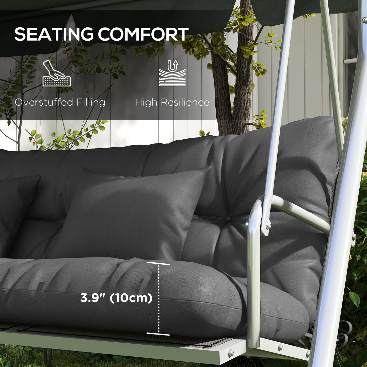 4-Piece Back and Seat Cushion Pillows Replacement and Pillows, Patio Chair Cushions Set with Ties, Grey