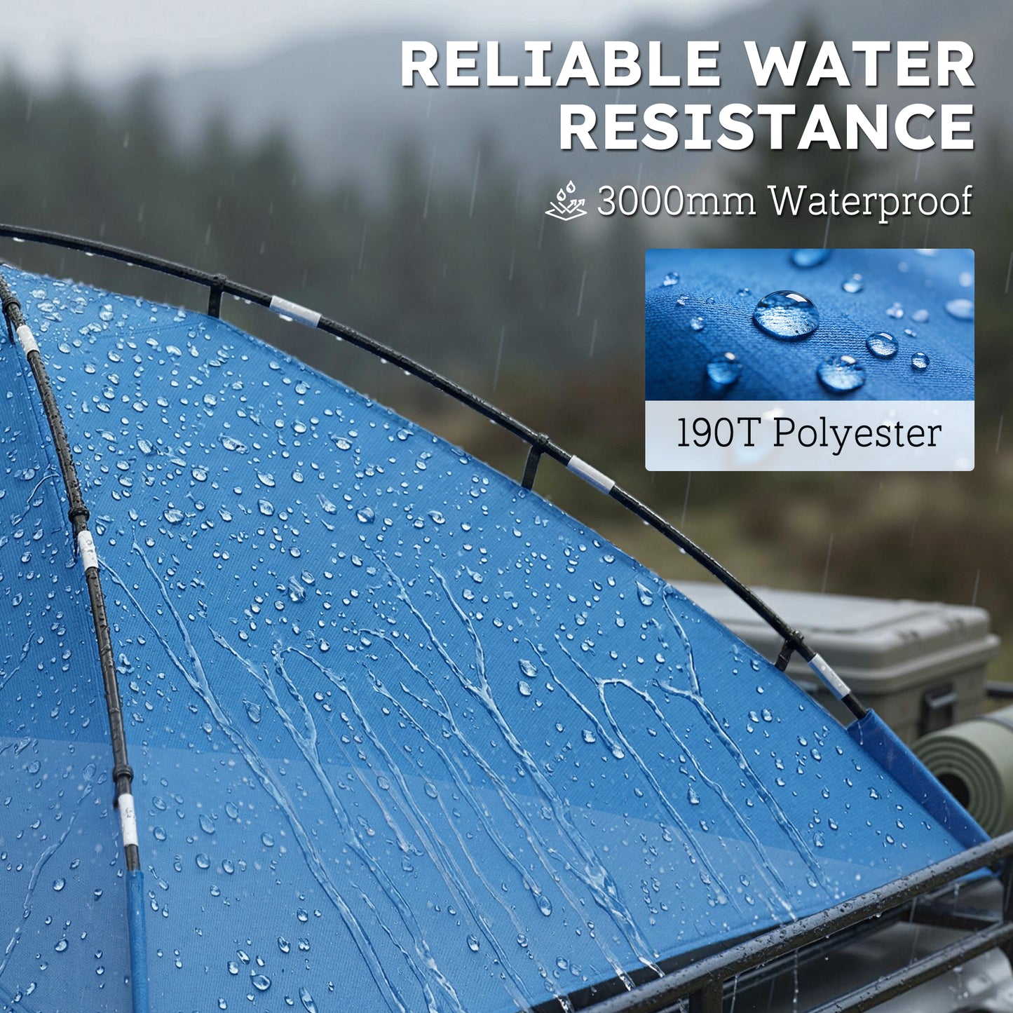 Car Awning Camping Tailgate Tent for SUV, 3000mm Waterproof Car Side Awning with Carry Bag, Light Blue