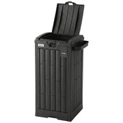 29 Gallon Outdoor Garbage Bin with Dual Lid, Plastic Outdoor Waste Trash Can with Side Holder and Drip Tray, Black