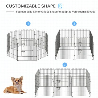 30inch 8-Panel Octagon Pet Exercise Playpen Crate Foldable Dog Cage Pen Puppy Kennel, Black