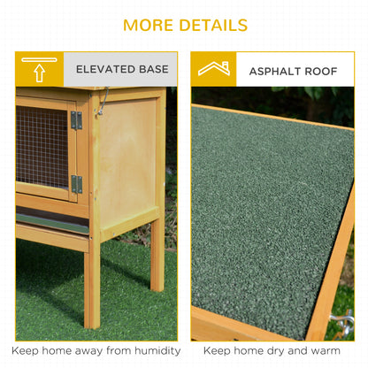 Wooden Rabbit Hutch, Indoor Outdoor Bunny Cage with Slide-Out Tray and Openable Roof, Small Animal Cage