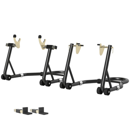 Motorcycle Stand Set, 850 lbs Capacity Front & Rear Combo Wheel Paddock Stand Lift for Dirt Bikes, Black