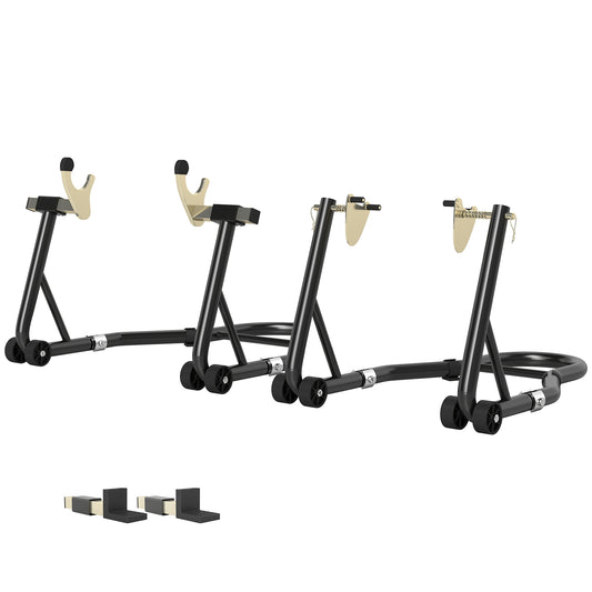 Motorcycle Stand Set, 850 lbs Capacity Front & Rear Combo Wheel Paddock Stand Lift for Dirt Bikes, Black