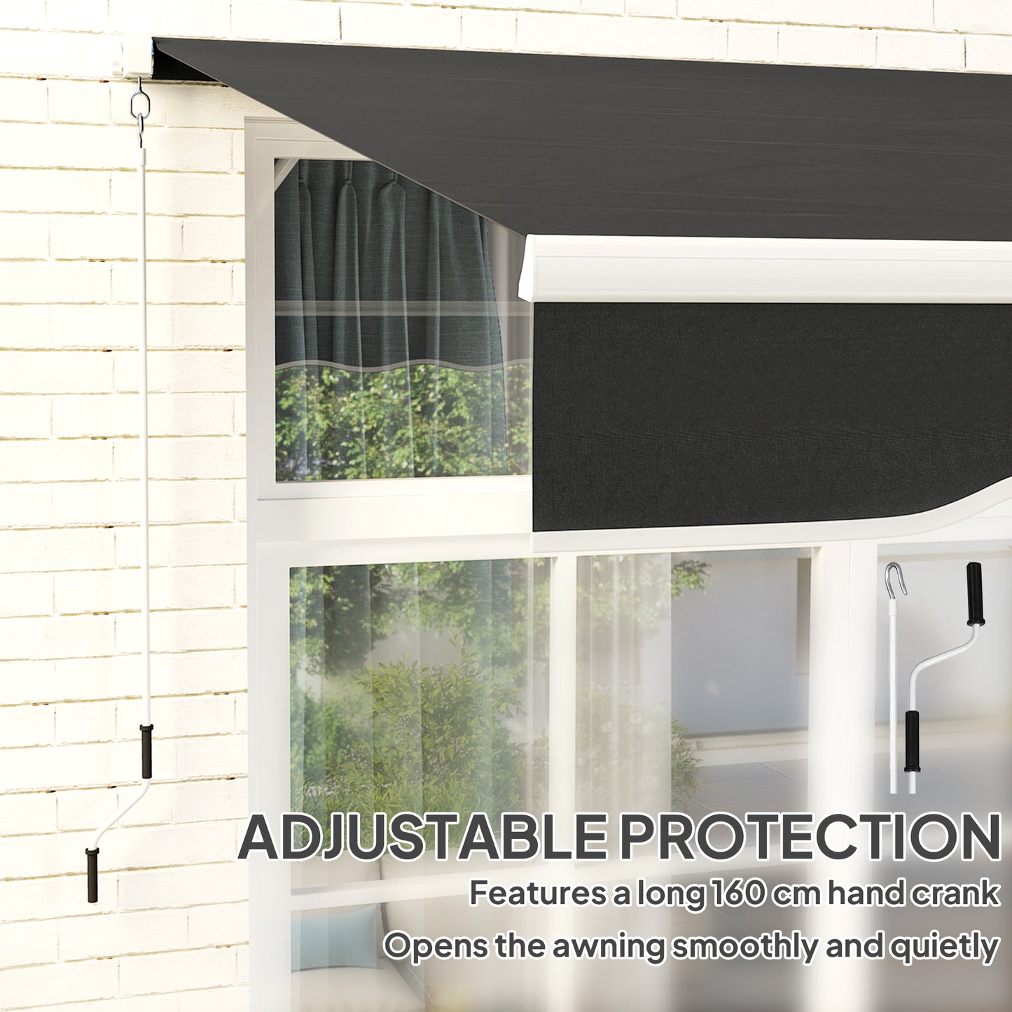 8' x 7' Retractable Awning, Patio Awnings, Sunshade Shelter with 280 g/m² UV & Water-Resistant Fabric, Black