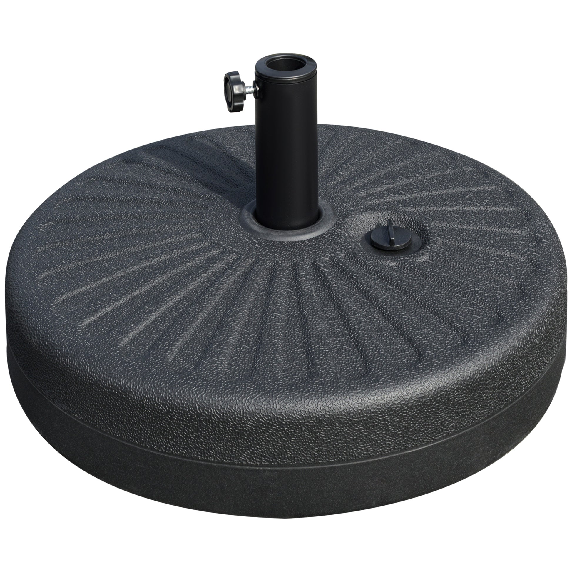 48 lb Heavy Duty Patio Umbrella Base, Water Filled Market Umbrella Stand with Steel Pole for Outdoor, Backyard, Black