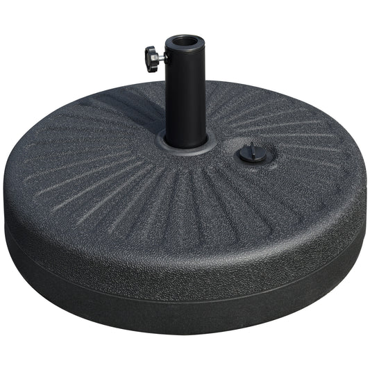 48 lb Heavy Duty Patio Umbrella Base, Water Filled Market Umbrella Stand with Steel Pole for Outdoor, Backyard, Black