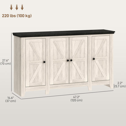 Rustic Sideboard, Buffet Cabinet with Adjustable Shelves for Living Room, Dining Room, Entryway, White Wood Grain