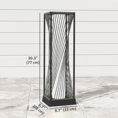 Rattan Solar Floor Lamp, Decorative Outdoor Lamp with Auto On/Off LED Lights, IP44 for Patio, Porch, Pathway, Grey