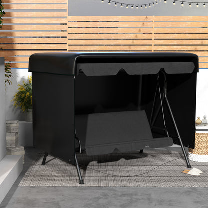 3-Seater Patio Swing Cover, Outdoor Garden Furniture Protection, 85" x 61" x 59", Black