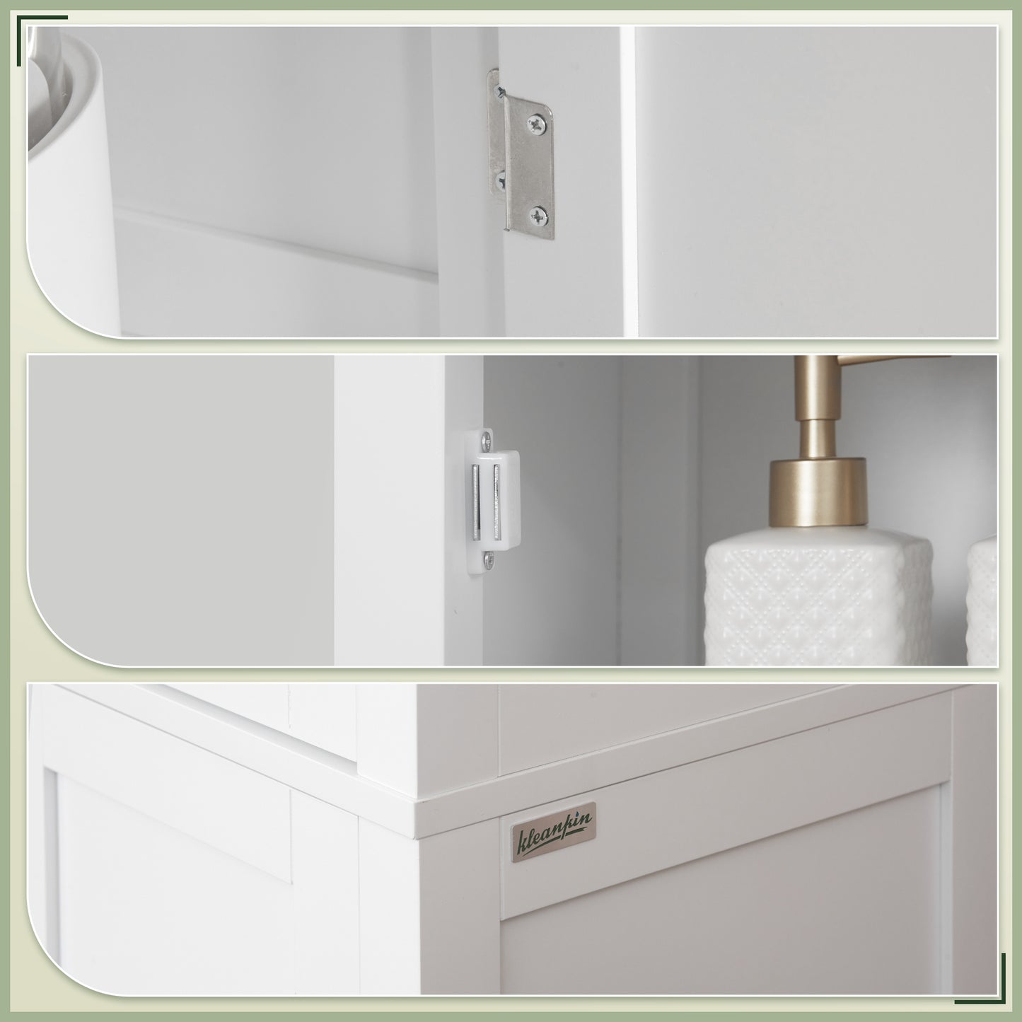 Tall Bathroom Cabinet, Freestanding Storage Organizer with Adjustable Shelves and Cupboards, 15" x 13" x 63", White