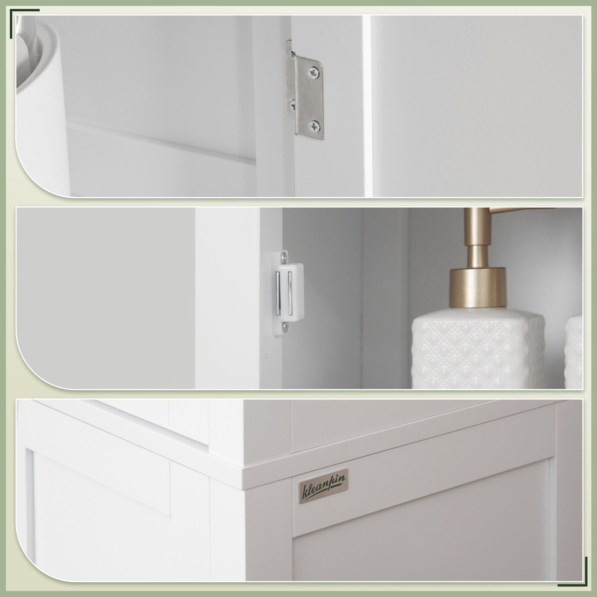 Tall Bathroom Cabinet, Freestanding Storage Organizer with Adjustable Shelves and Cupboards, 15" x 13" x 63", White