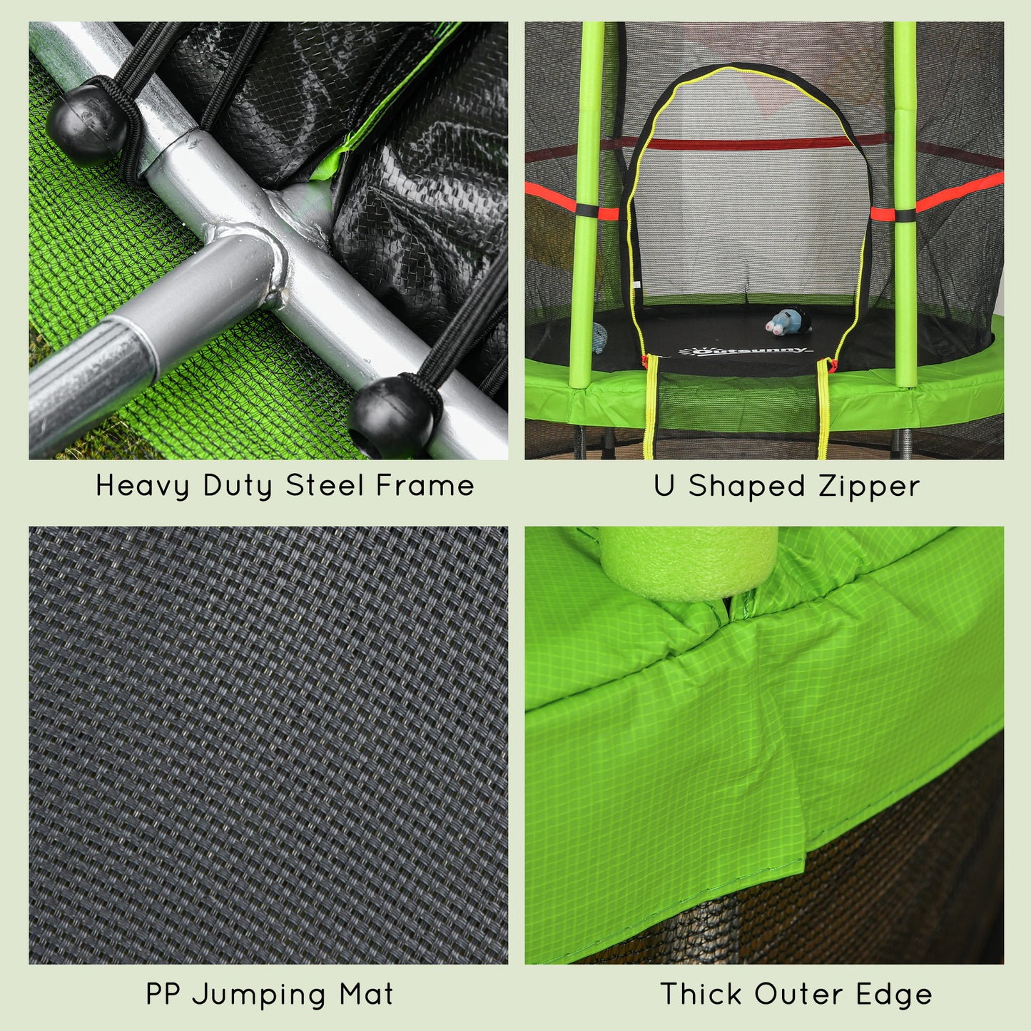 55" Kids Trampoline with Enclosure Net for Indoor/Outdoor, Trampoline for Boys and Girls Age 3-6 Years, Green
