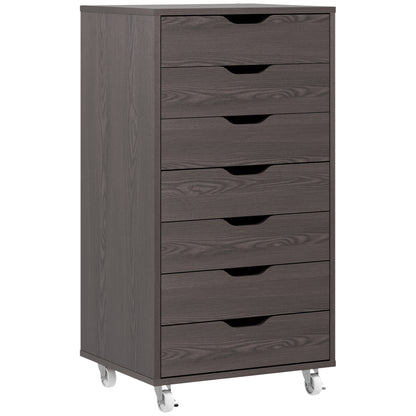7-drawer Vertical File Cabinet for Home Office, Storage Cabinet with Wheels, 18.7"x15.6"x35.4", Grey Wood Grain