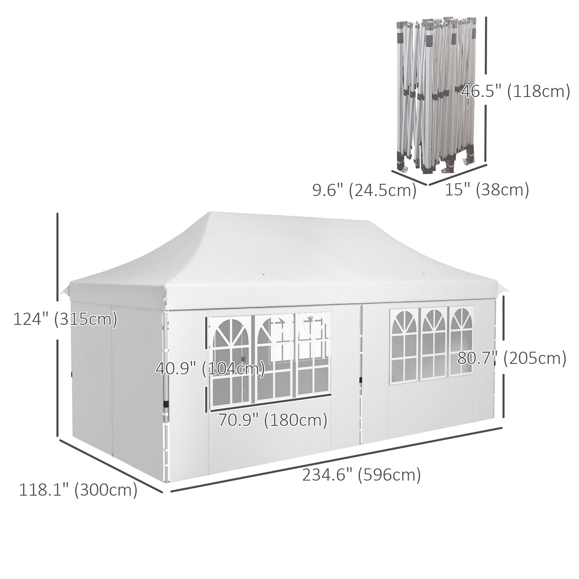 20x10 Pop Up Canopy with 6 Removable Sidewall, Carry Bag and 6 Sand Bags, Height Adjustable Instant Sun Shelter, White