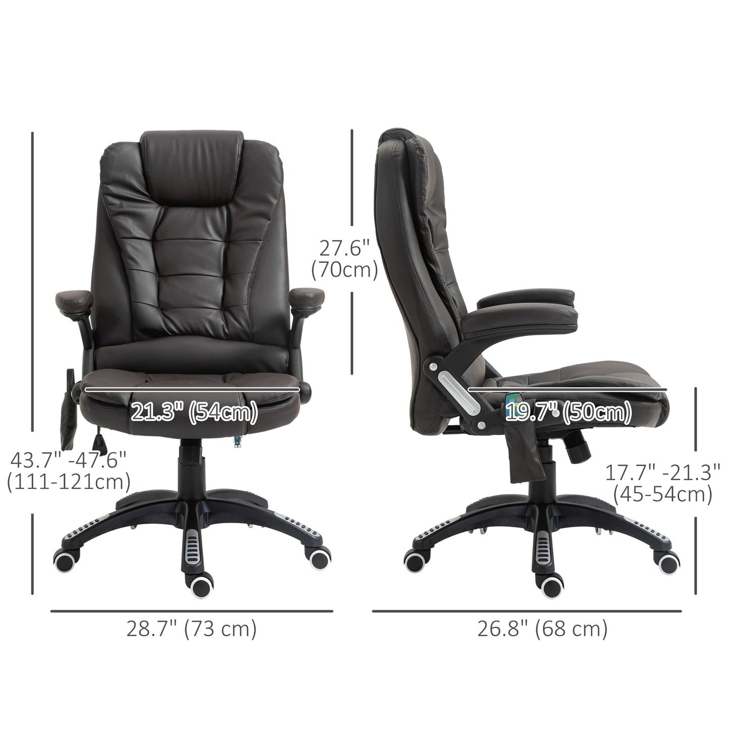 Office Chair Heated Ergonomic Massage Swivel Vibrating High Back Faux Leather Executive Chair Office (Brown)