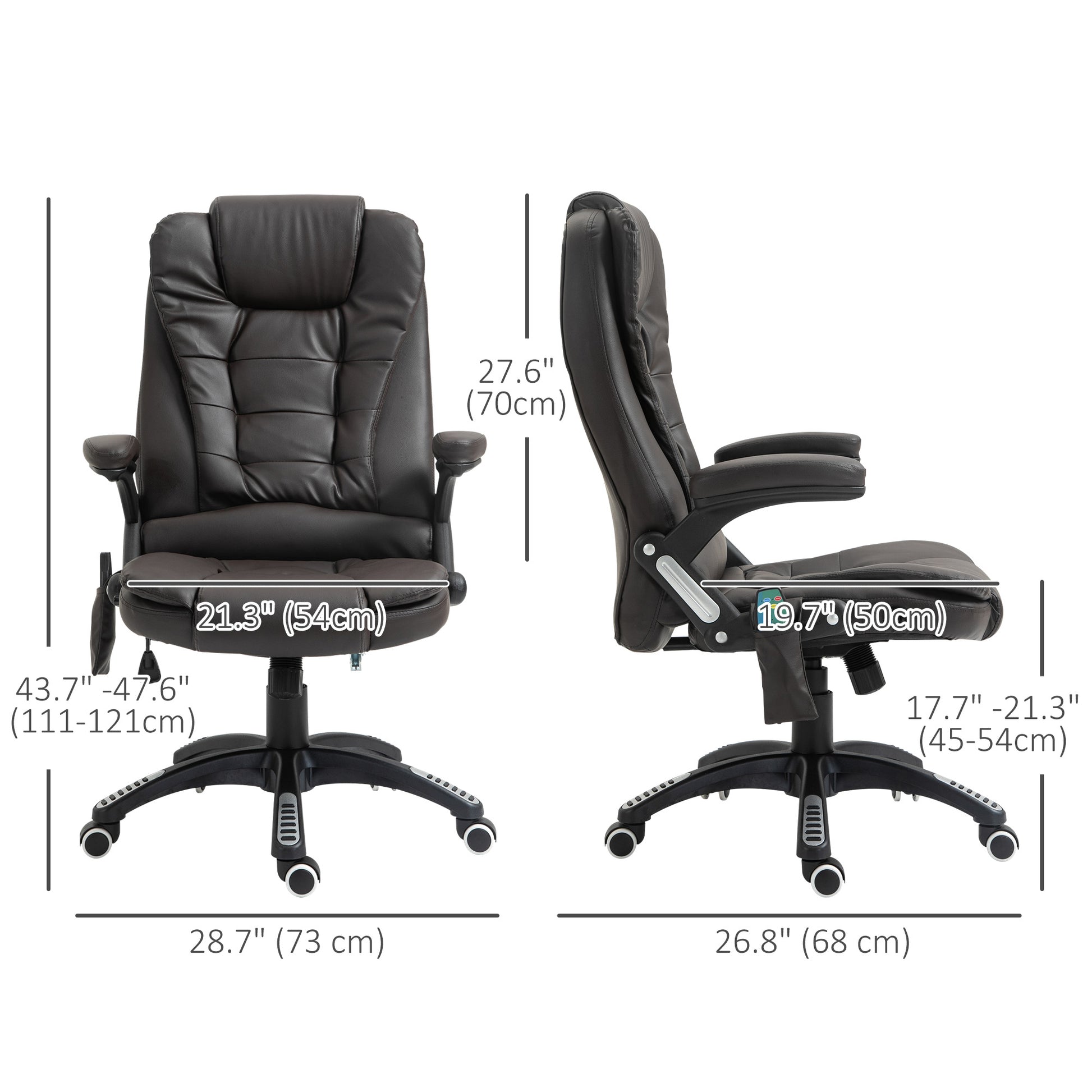 Office Chair Heated Ergonomic Massage Swivel Vibrating High Back Faux Leather Executive Chair Office (Brown)