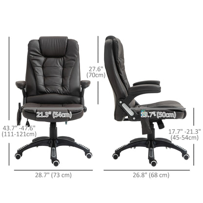 Office Chair Heated Ergonomic Massage Swivel Vibrating High Back Faux Leather Executive Chair Office (Brown)